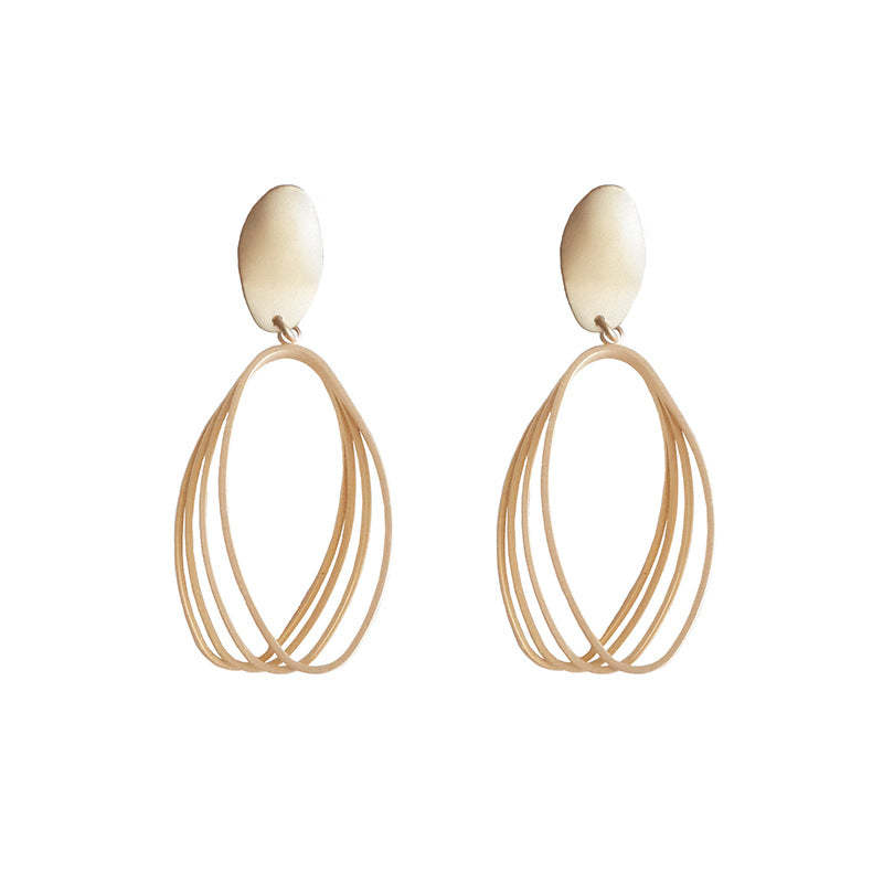 Geometric oval matte matte matte drop earrings-canovaniajewelry