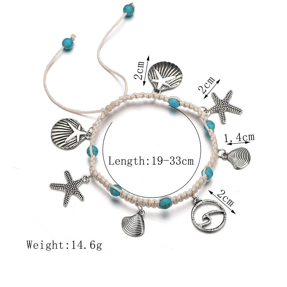 Knot shell conch turquoise alloy pendant anklet-canovaniajewelry