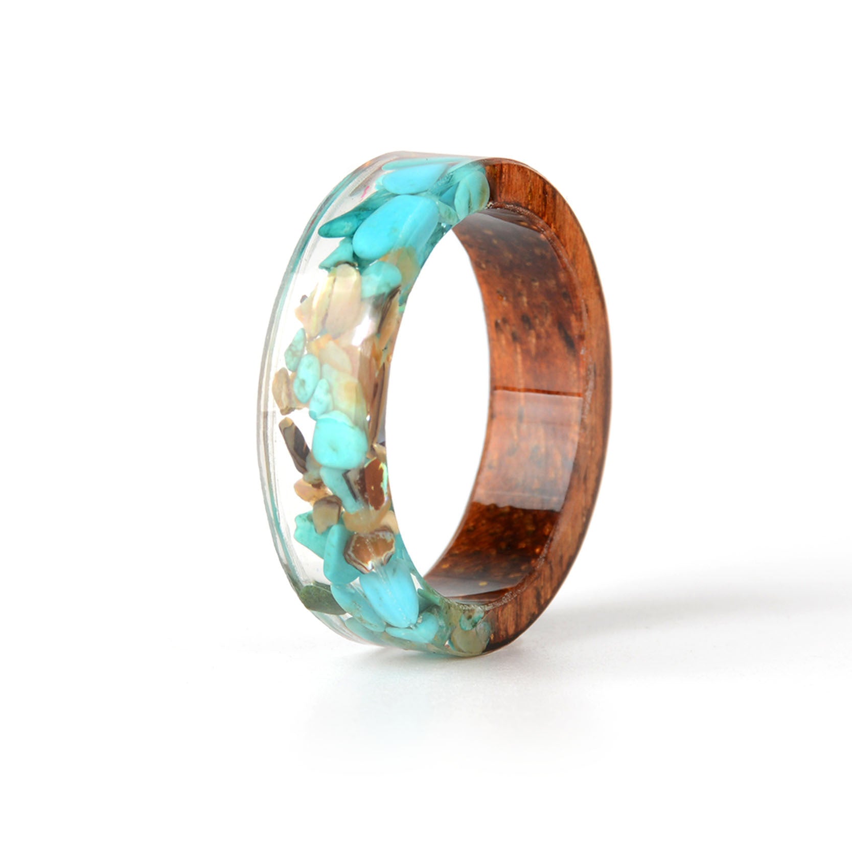 Wood Resin Flower Ring-canovaniajewelry