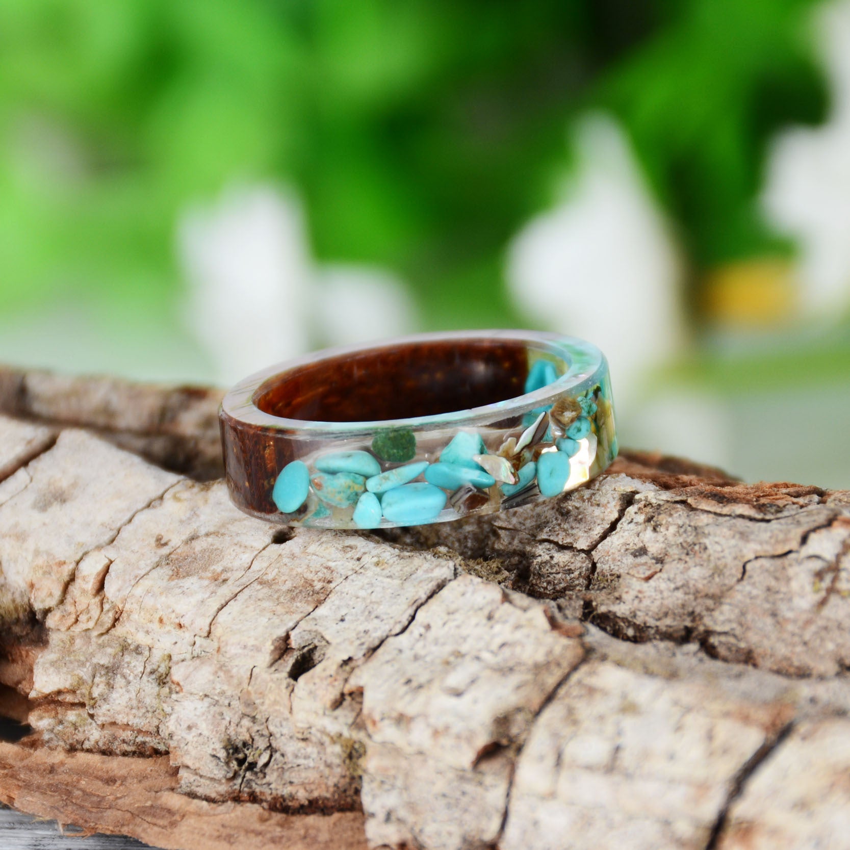 Wood Resin Flower Ring-canovaniajewelry