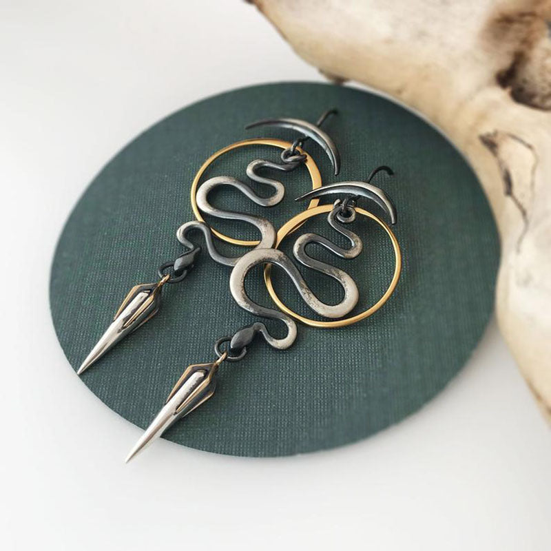 Serpentine Irregular Geometric Spiral Earrings-canovaniajewelry