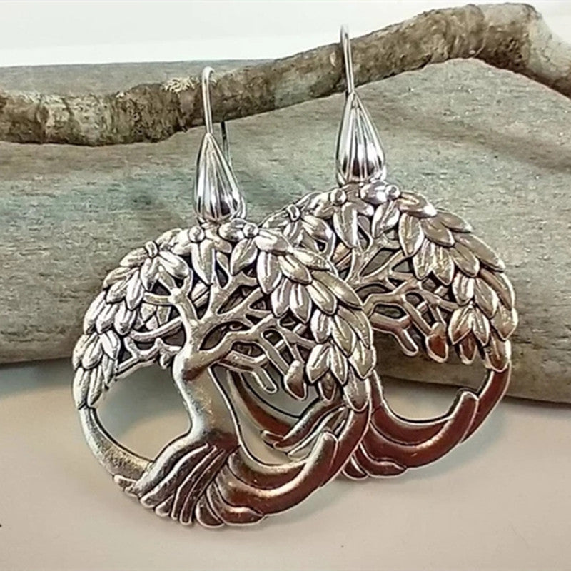 Metal Tree of Life Women's Drop Earrings-canovaniajewelry