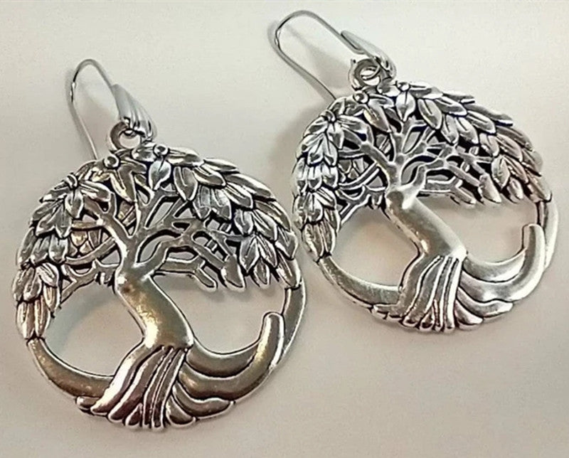 Metal Tree of Life Women's Drop Earrings-canovaniajewelry
