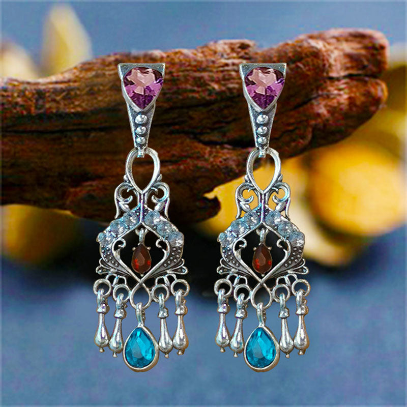 Drop Crystal Tassel Earrings-canovaniajewelry