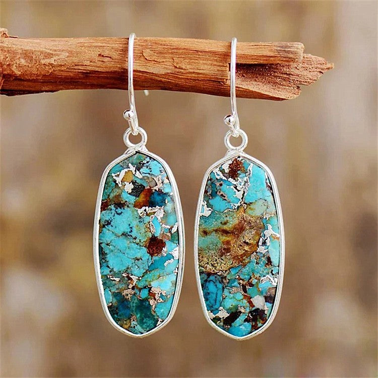 Colorful Imperial Stone Oval Drop Earrings-canovaniajewelry