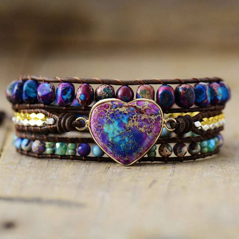 Natural Heart Gemstone Bracelet-Healing Stone Bracelet-canovaniajewelry