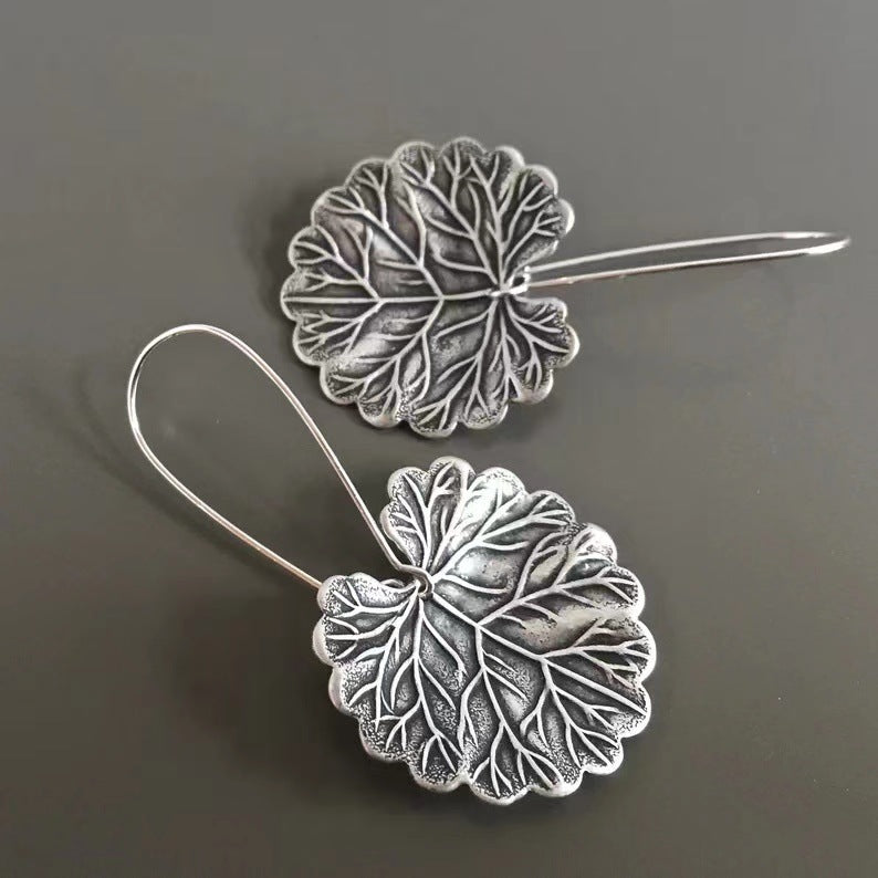 Vintage lotus leaf creative earrings-canovaniajewelry