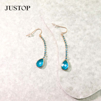 Water drop pendant long zircon earrings for women-canovaniajewelry