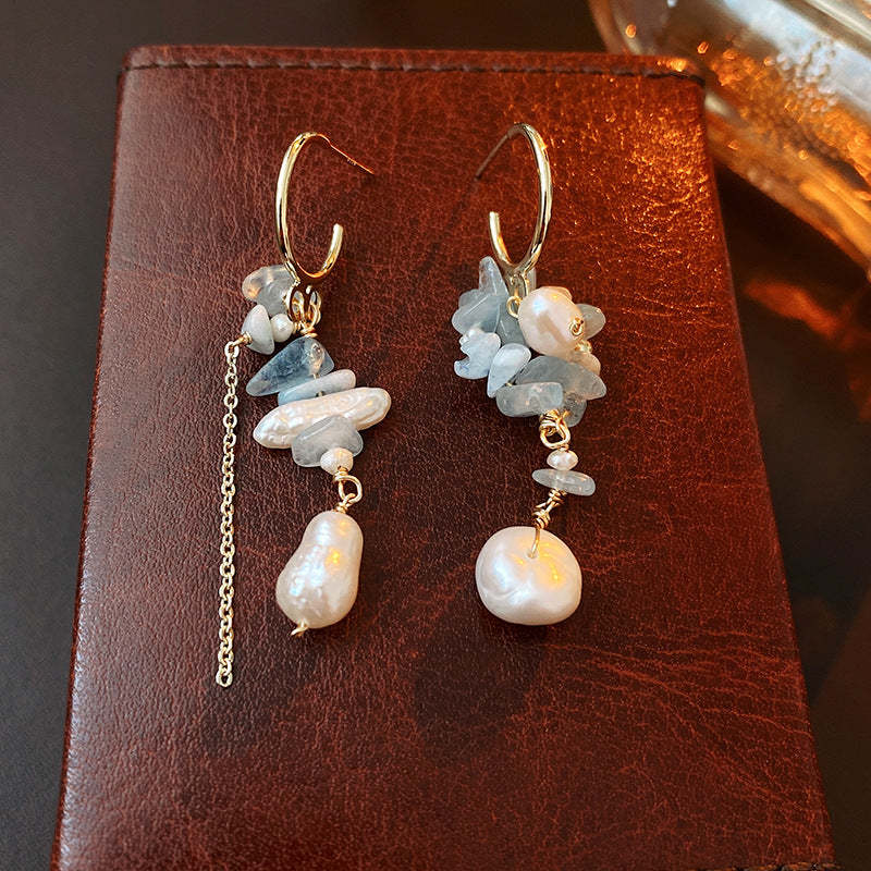 Asymmetric Baroque Freshwater Pearl tassel Earrings-canovaniajewelry