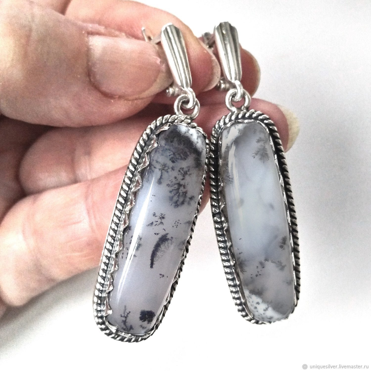 Bohemian strip chalcedony hook earrings-canovaniajewelry