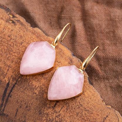 Diamond shaped rough stone earrings-canovaniajewelry