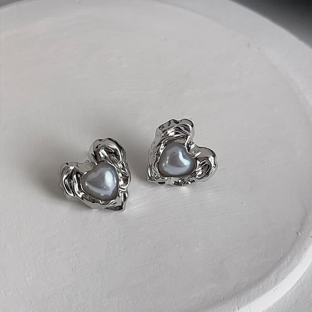 925 Silver Needle Liquid Heart Stud Earrings-canovaniajewelry