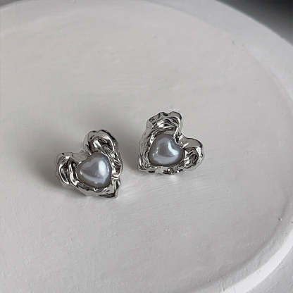 925 Silver Needle Liquid Heart Stud Earrings-canovaniajewelry