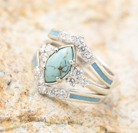 V Shape Turquoise Diamond Band Ring-canovaniajewelry