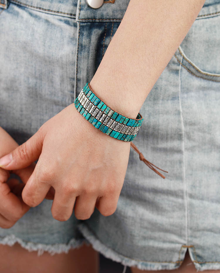 Turquoise Tube Bracelet - Natural Gem Bracelet-canovaniajewelry