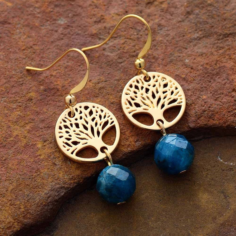 Apatite Tree of Life Charm Earrings-canovaniajewelry
