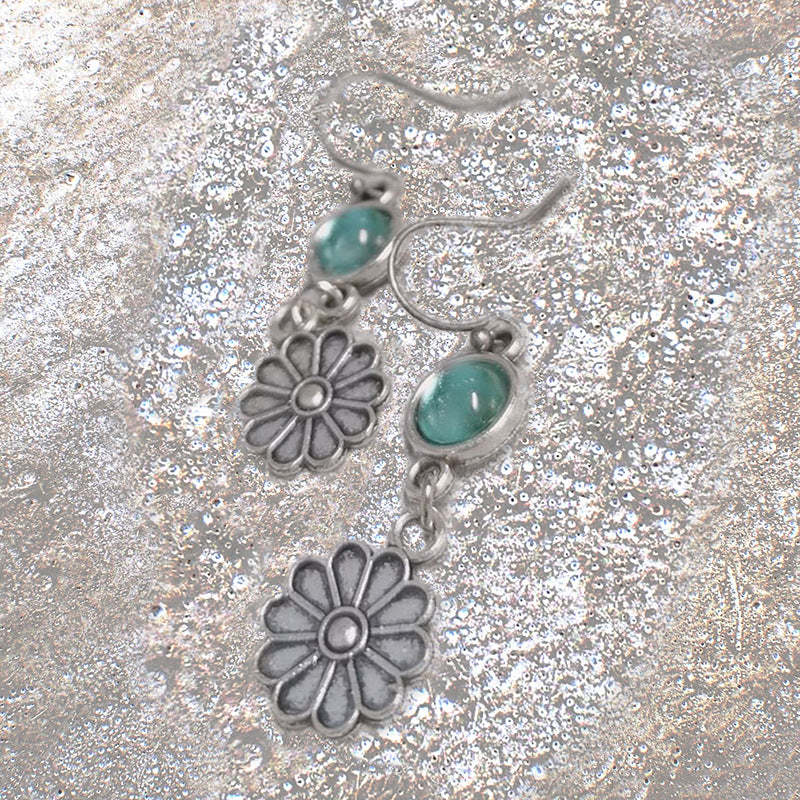 Vintage floral metallic zircon earrings-canovaniajewelry