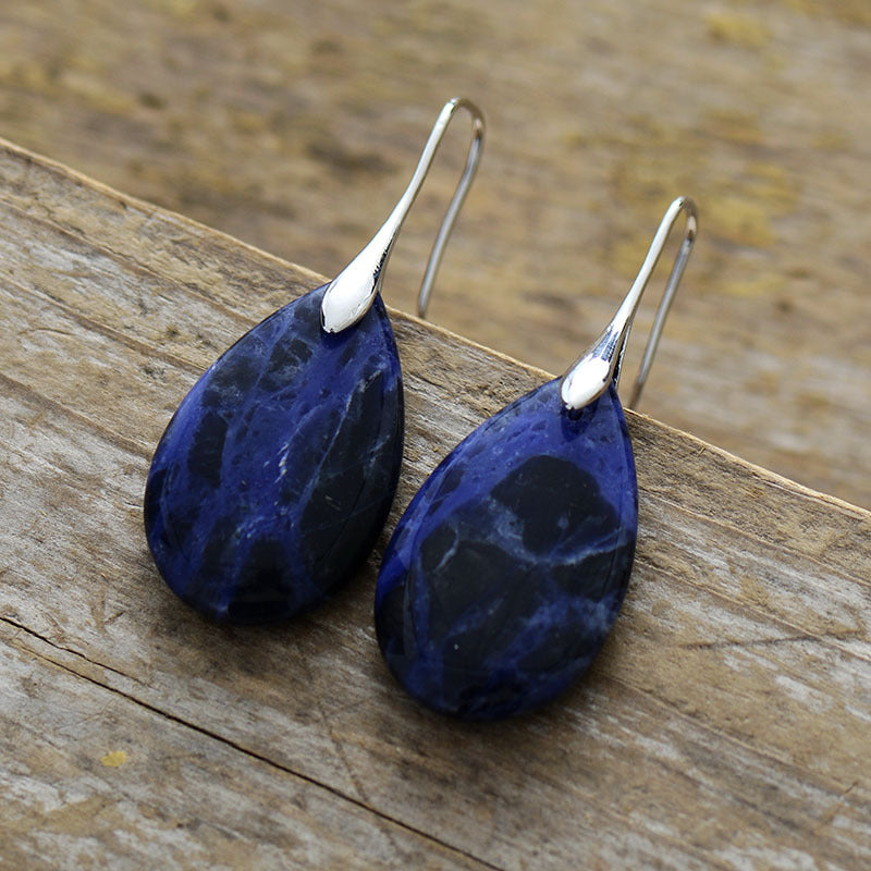 Blue Ocean Sediment Earrings - Healing Pendant Earrings-canovaniajewelry