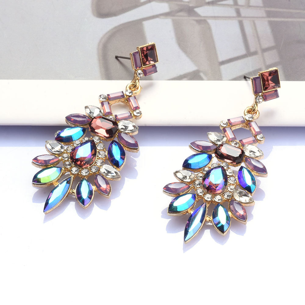 Personality exaggeration dazzling crystal earrings long-canovaniajewelry