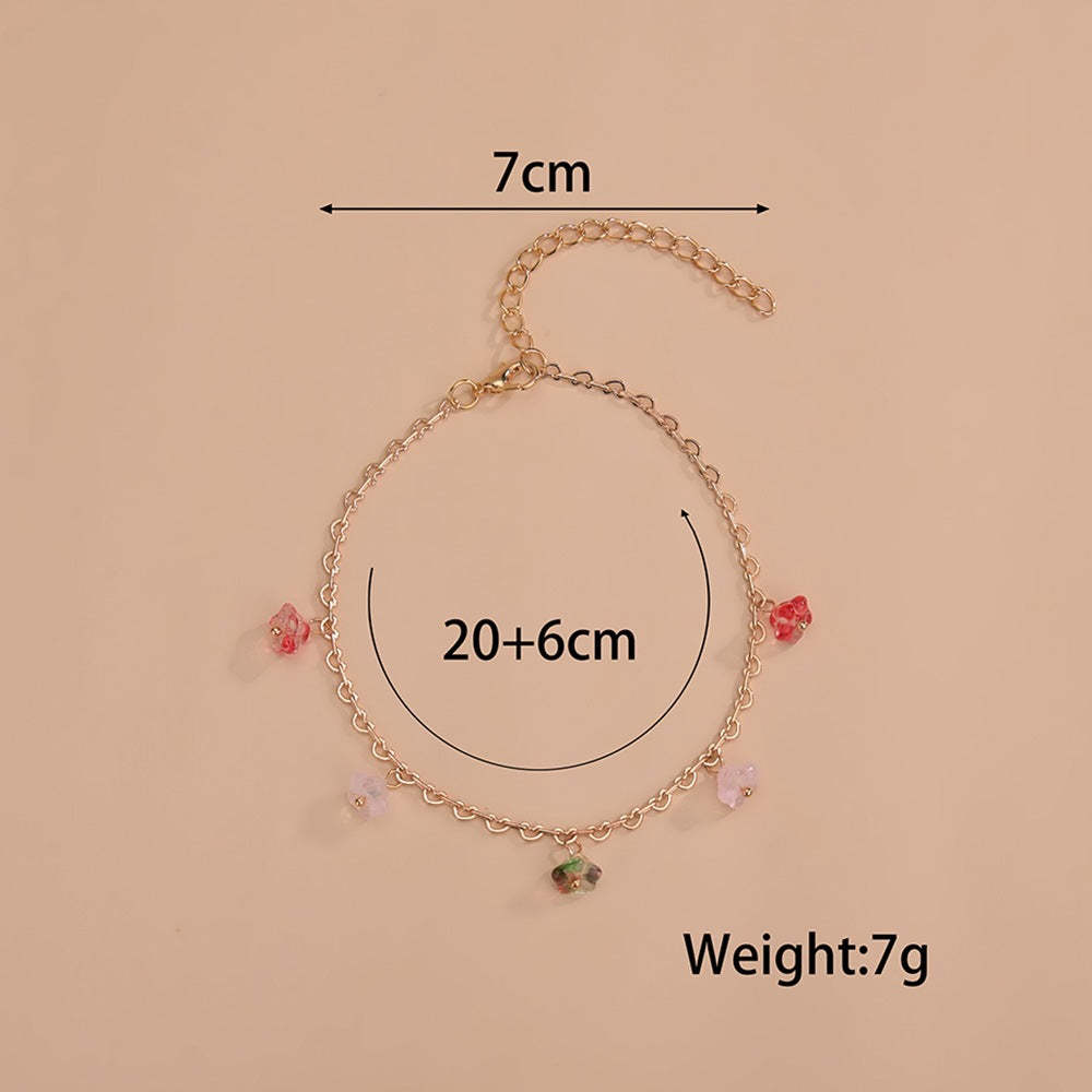 Colorful natural stone flower pendant character anklet-canovaniajewelry