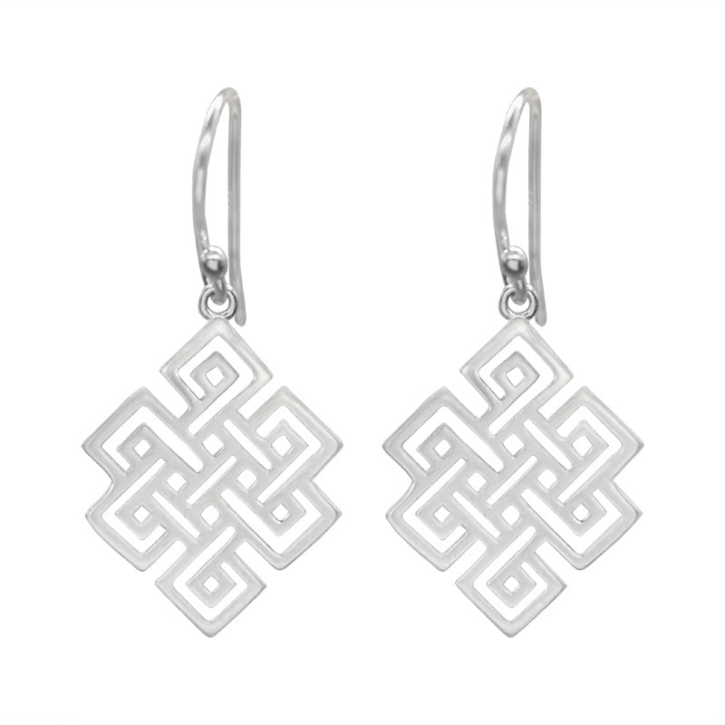 S925 Geometric Hollow Earrings in Silver-canovaniajewelry