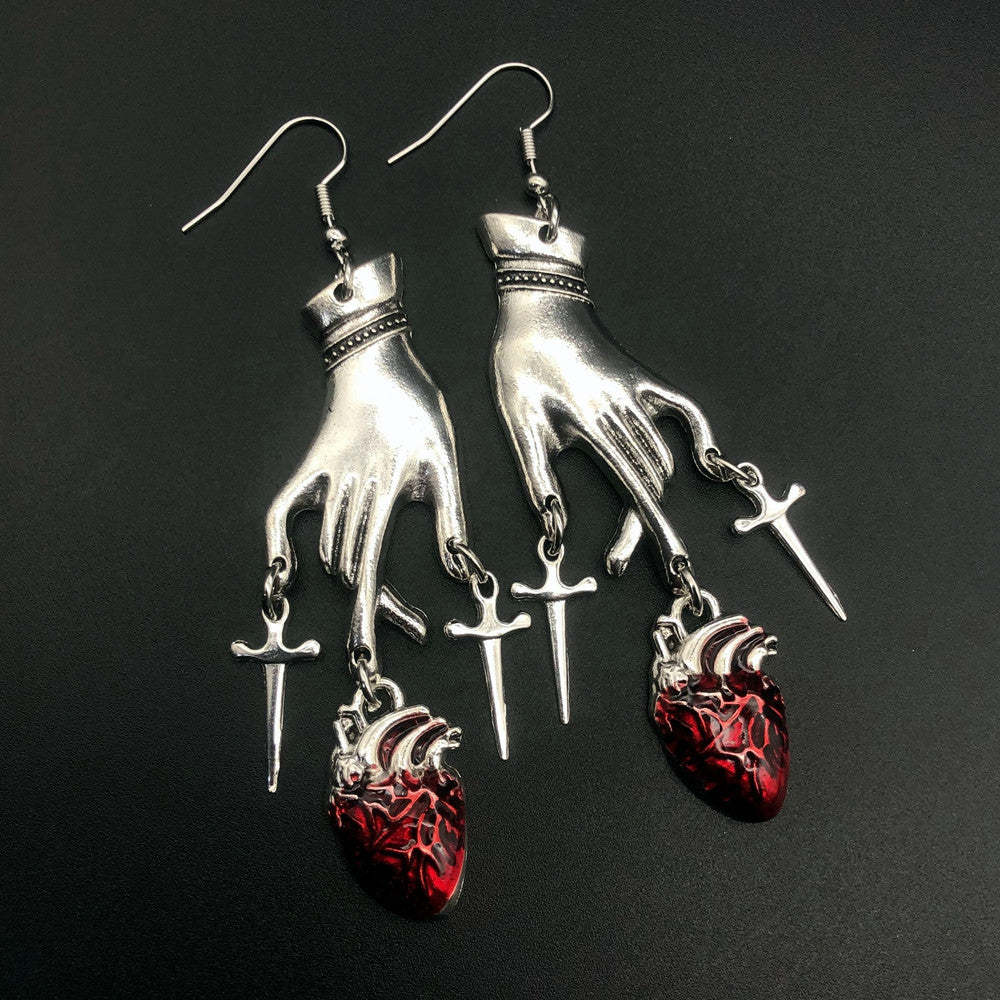 Creative Hand Grab Ruby Earrings-canovaniajewelry