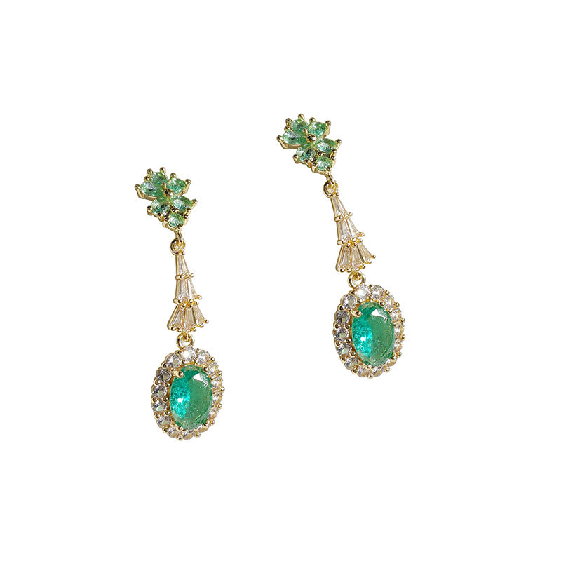 Vintage green zirconia long earrings-canovaniajewelry