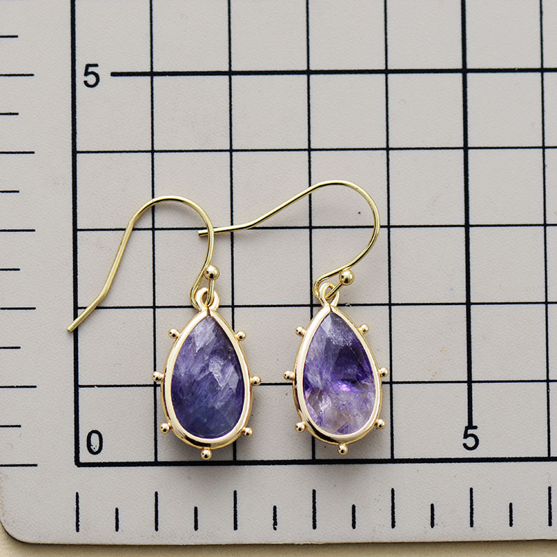 Water drop natural crystal stone earrings-canovaniajewelry