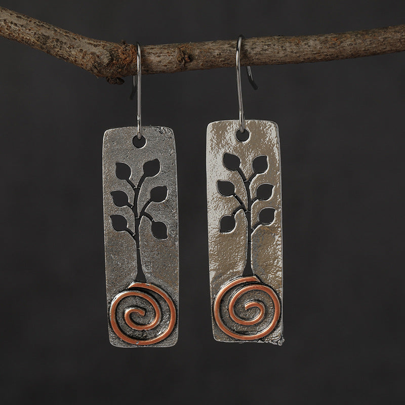 Vintage Rectangular Leaf Earrings-canovaniajewelry