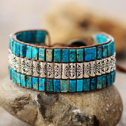 Turquoise Tube Bracelet - Natural Gem Bracelet-canovaniajewelry