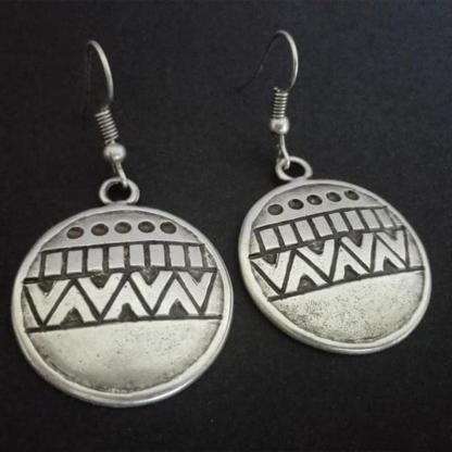 Amazon vintage Tribal round carved earrings-canovaniajewelry