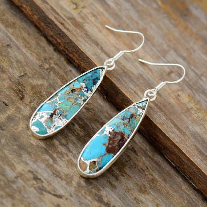 Blue Imperial Stone Slim Drop Earrings-canovaniajewelry