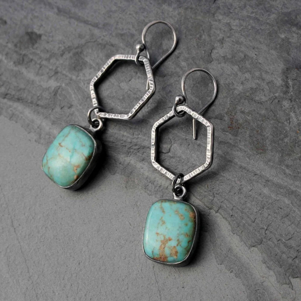 Vintage geometric turquoise earrings-canovaniajewelry