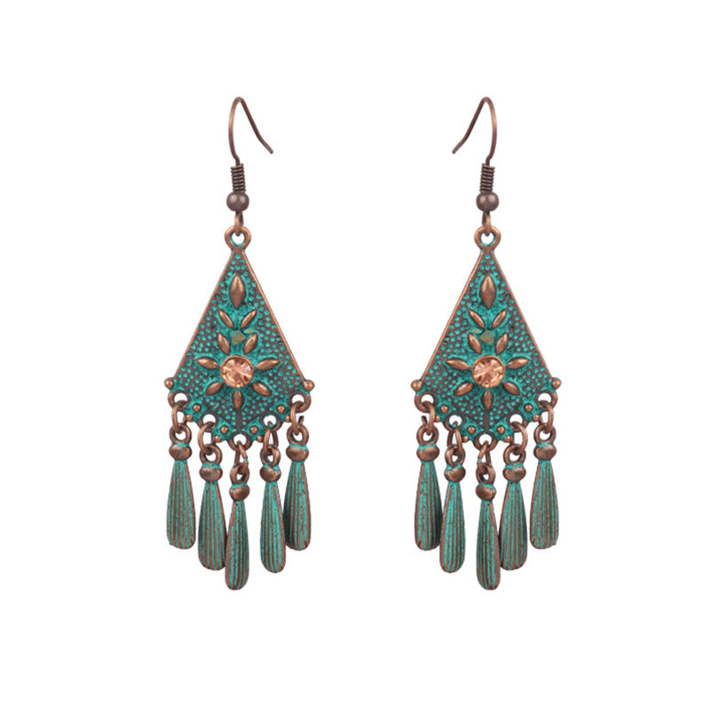 Floral Triangle Alloy Earrings-canovaniajewelry