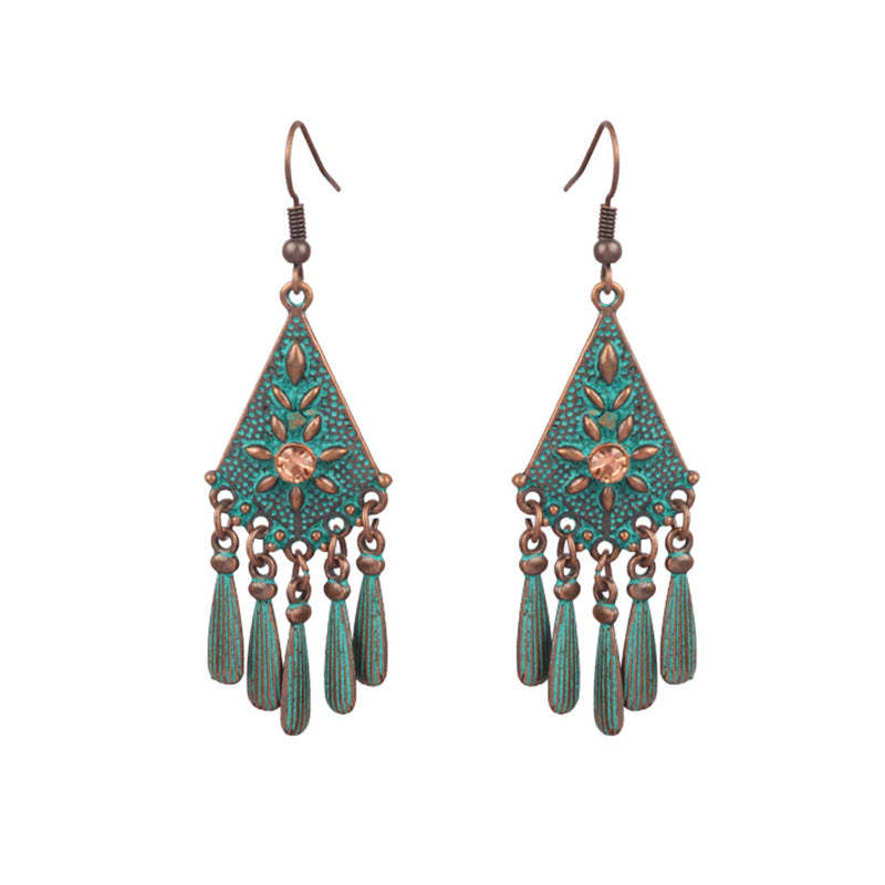 Floral Triangle Alloy Earrings-canovaniajewelry