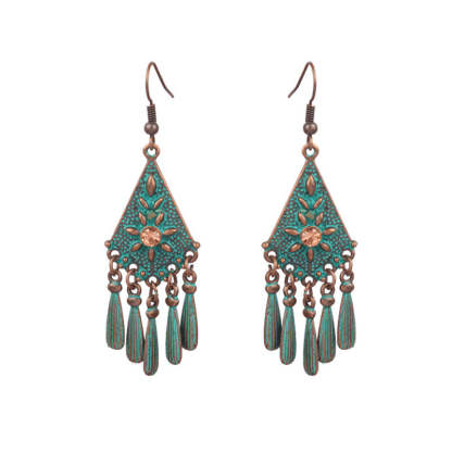 Floral Triangle Alloy Earrings-canovaniajewelry