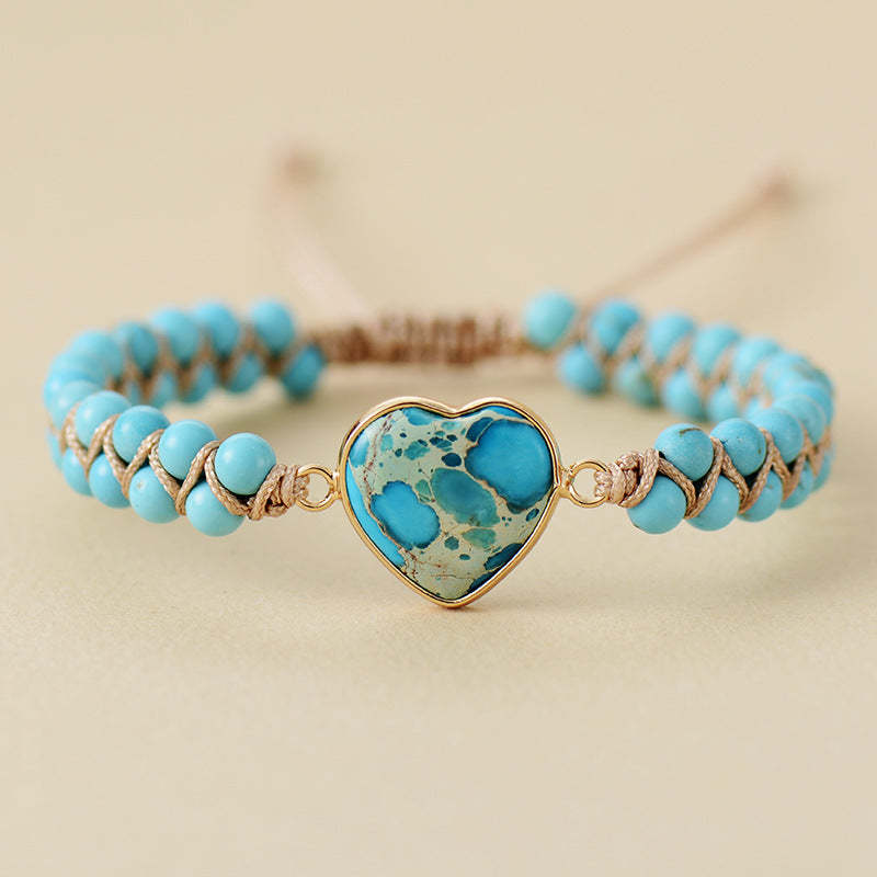 Imperial Stone Heart Double Layer Hand Woven Bracelet-canovaniajewelry