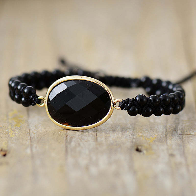 Black Agate Delicate Bracelet - Natural Stone Healing Bracelet-canovaniajewelry