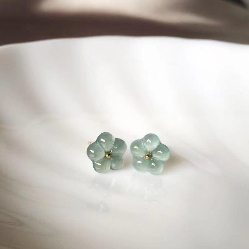 Chalcedony flower stud earrings-canovaniajewelry