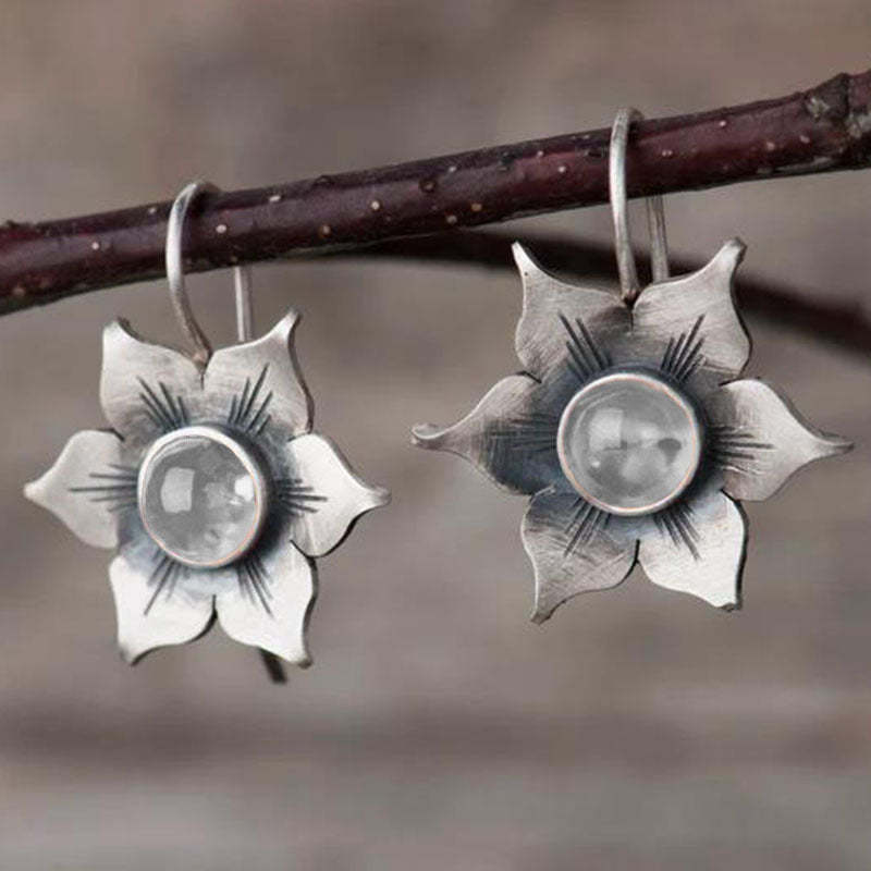 Earrings with zircon flowers-canovaniajewelry