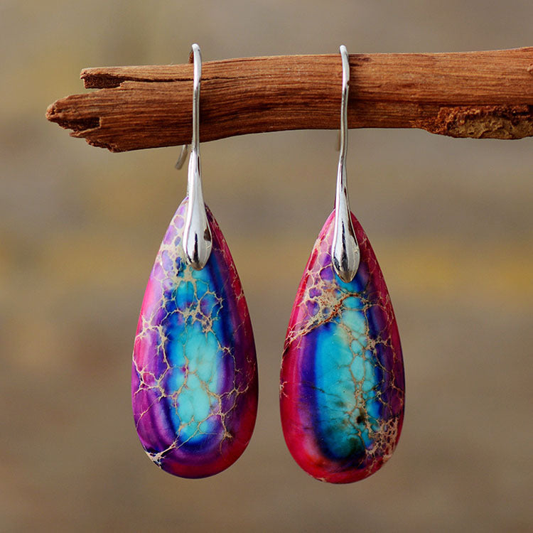 Sea Sediment Hook Earrings - Healing Stone Pendant Earrings-canovaniajewelry