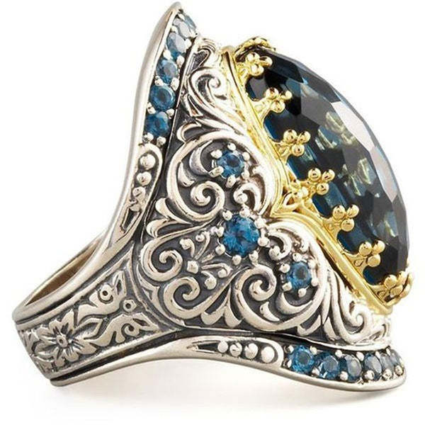 Carved pattern exaggerated and diamond Rings-canovaniajewelry