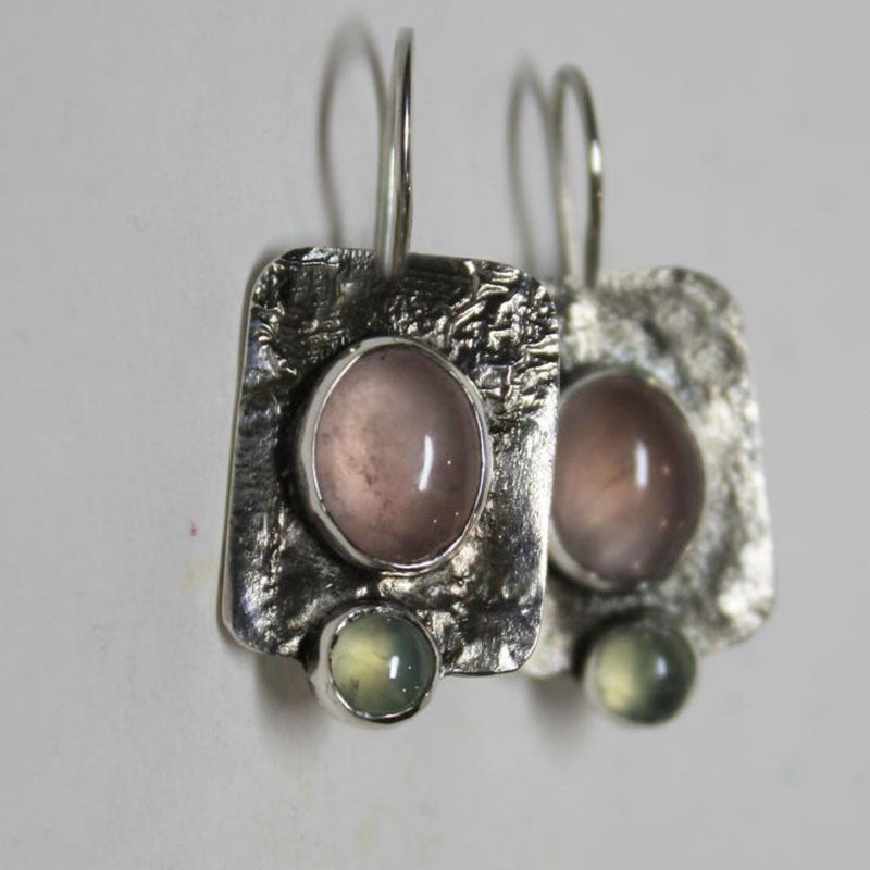 Delicate compact pink green cat's eye earrings-canovaniajewelry
