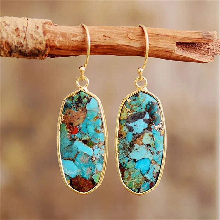 Colorful Imperial Stone Oval Drop Earrings-canovaniajewelry