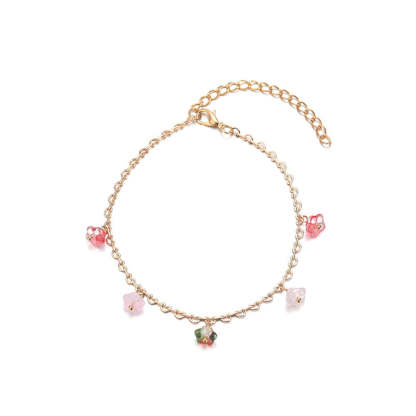 Colorful natural stone flower pendant character anklet-canovaniajewelry