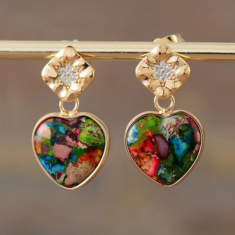 Imperial Stone Heart Pendant Earrings-canovaniajewelry