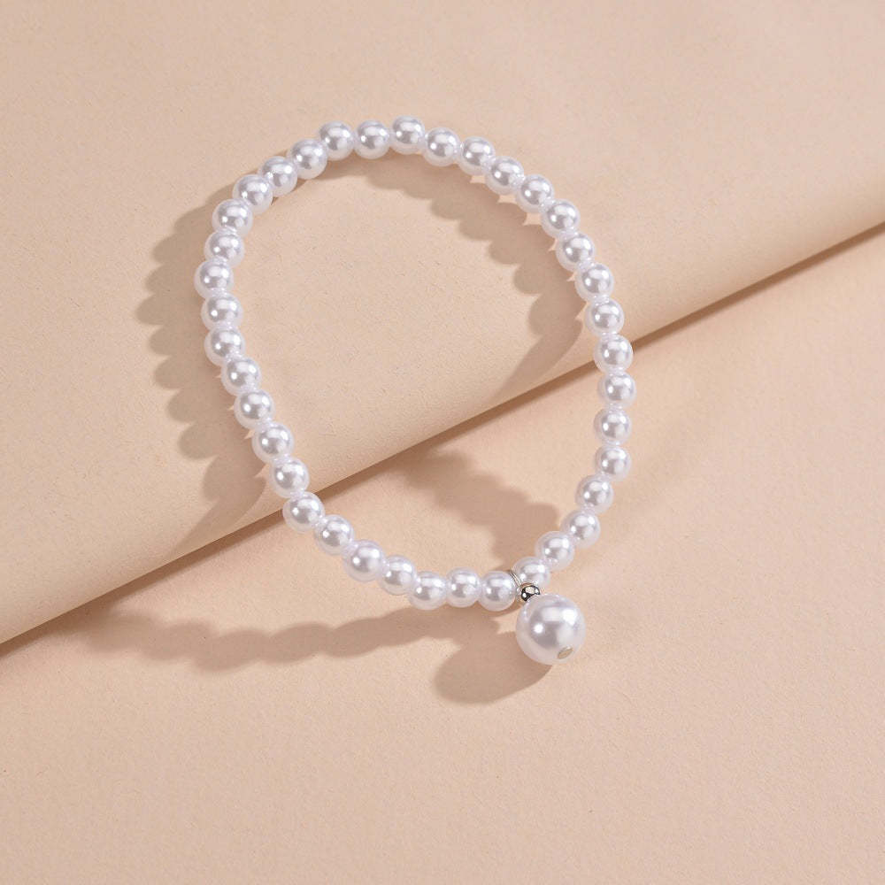 Pearl beaded adjustable elastic anklet-canovaniajewelry