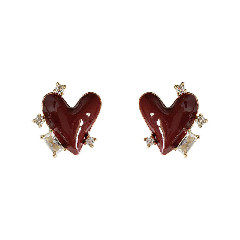 Burgundy love earrings-canovaniajewelry