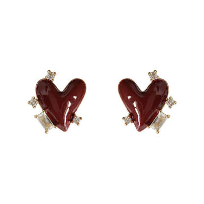 Burgundy love earrings-canovaniajewelry