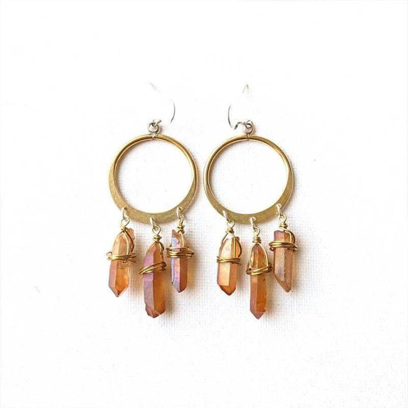 Quartz crystal earrings. - Bohemian earrings-canovaniajewelry